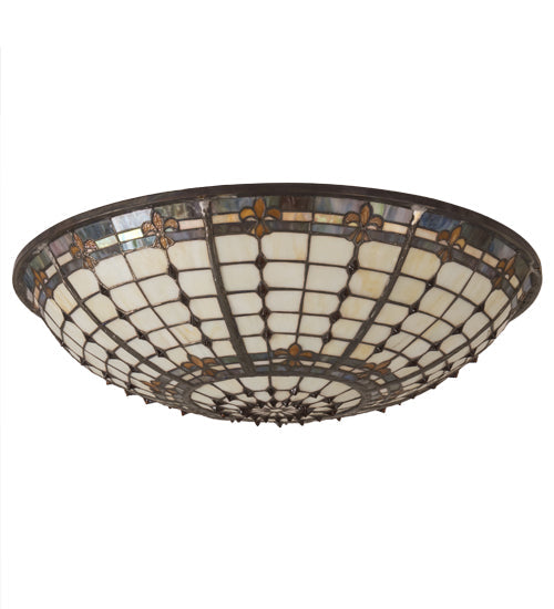 Meyda Lighting Fleur-de-Lite 22" Amber & Beige Shade Glass