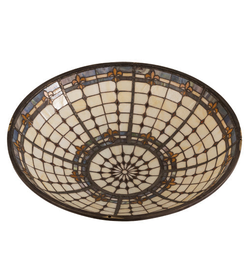 Meyda Lighting Fleur-de-Lite 22" Amber & Beige Shade Glass