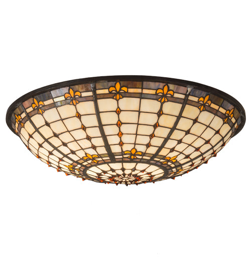 Meyda Lighting Fleur-de-Lite 22" Amber & Beige Shade Glass