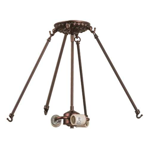 Meyda Lighting Fleur-de-Lite 24" 3-Light Mahogany Bronze Semi-flush Mount Light With Beige Shade Glass