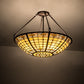 Meyda Lighting Fleur-de-Lite 24" 3-Light Mahogany Bronze Semi-flush Mount Light With Beige Shade Glass