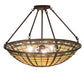 Meyda Lighting Fleur-de-Lite 24" 3-Light Mahogany Bronze Semi-flush Mount Light With Beige Shade Glass
