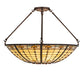 Meyda Lighting Fleur-de-Lite 24" 3-Light Mahogany Bronze Semi-flush Mount Light With Beige Shade Glass