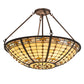 Meyda Lighting Fleur-de-Lite 24" 3-Light Mahogany Bronze Semi-flush Mount Light With Beige Shade Glass