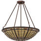 Meyda Lighting Fleur-de-Lite 24" 4-Light Mahogany Bronze Semi-flush Mount Light With Multi-Colored Shade Glass