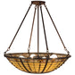 Meyda Lighting Fleur-de-Lite 24" 4-Light Mahogany Bronze Semi-flush Mount Light With Multi-Colored Shade Glass