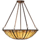 Meyda Lighting Fleur-de-Lite 24" 4-Light Mahogany Bronze Semi-flush Mount Light With Multi-Colored Shade Glass