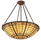 Meyda Lighting Fleur-de-Lite 24" 4-Light Mahogany Bronze Semi-flush Mount Light With Multi-Colored Shade Glass
