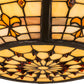 Meyda Lighting Fleur-de-Lite 24" 4-Light Mahogany Bronze Semi-flush Mount Light With Multi-Colored Shade Glass