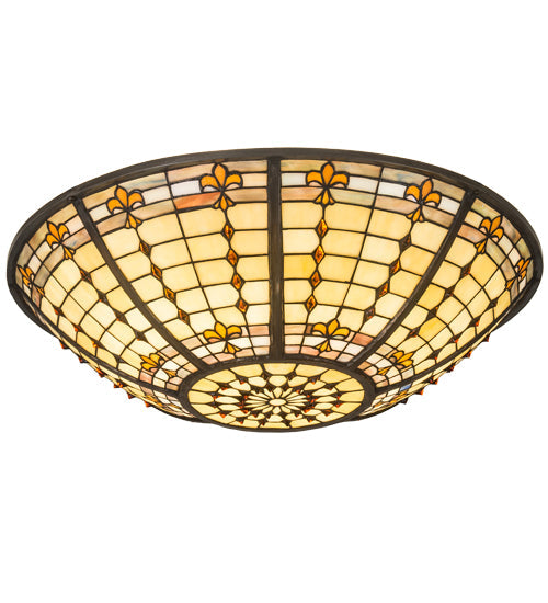 Meyda Lighting Fleur-de-Lite 24" Beige & Amber Shade Glass