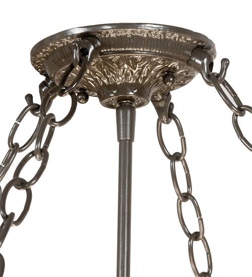 Meyda Lighting Fleur-de-Lite 26" 4-Light Timeless Bronze & Antique Copper Semi-flush Mount Light With Beige & Amber Shade Glass