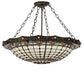 Meyda Lighting Fleur-de-Lite 26" 4-Light Timeless Bronze & Antique Copper Semi-flush Mount Light With Beige & Amber Shade Glass