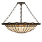 Meyda Lighting Fleur-de-Lite 26" 4-Light Timeless Bronze & Antique Copper Semi-flush Mount Light With Beige & Amber Shade Glass