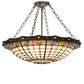 Meyda Lighting Fleur-de-Lite 26" 4-Light Timeless Bronze & Antique Copper Semi-flush Mount Light With Beige & Amber Shade Glass