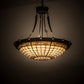 Meyda Lighting Fleur-de-Lite 26" 4-Light Timeless Bronze Inverted Pendant Light With Amber & Beige Shade Glass