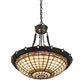 Meyda Lighting Fleur-de-Lite 26" 4-Light Timeless Bronze Inverted Pendant Light With Amber & Beige Shade Glass