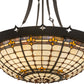 Meyda Lighting Fleur-de-Lite 26" 4-Light Timeless Bronze Inverted Pendant Light With Amber & Beige Shade Glass