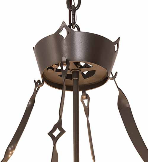 Meyda Lighting Fleur-de-Lite 28" 4-Light Timeless Bronze Inverted Pendant Light With Brown & Beige Shade Glass
