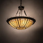 Meyda Lighting Fleur-de-Lite 28" 4-Light Timeless Bronze Inverted Pendant Light With Brown & Beige Shade Glass