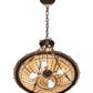 Meyda Lighting Fleur-de-Lite 28" 4-Light Timeless Bronze Inverted Pendant Light With Brown & Beige Shade Glass