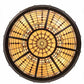 Meyda Lighting Fleur-de-Lite 28" 4-Light Timeless Bronze Inverted Pendant Light With Brown & Beige Shade Glass