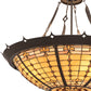 Meyda Lighting Fleur-de-Lite 28" 4-Light Timeless Bronze Inverted Pendant Light With Brown & Beige Shade Glass
