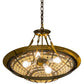 Meyda Lighting Fleur-de-Lite 28" 4-Light Transparent Brass Inverted Pendant Light With Multi-Colored Shade Glass