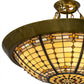 Meyda Lighting Fleur-de-Lite 28" 4-Light Transparent Brass Inverted Pendant Light With Multi-Colored Shade Glass