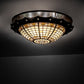 Meyda Lighting Fleur-de-Lite 32" 4-Light Antique Copper & Timeless Bronze Flush Mount Light With Amber & Beige Stained Shade Glass