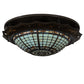 Meyda Lighting Fleur-de-Lite 32" 4-Light Antique Copper & Timeless Bronze Flush Mount Light With Amber & Beige Stained Shade Glass
