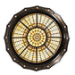 Meyda Lighting Fleur-de-Lite 32" 4-Light Antique Copper & Timeless Bronze Flush Mount Light With Amber & Beige Stained Shade Glass