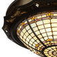 Meyda Lighting Fleur-de-Lite 32" 4-Light Antique Copper & Timeless Bronze Flush Mount Light With Amber & Beige Stained Shade Glass