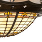 Meyda Lighting Fleur-de-Lite 32" 4-Light Antique Copper & Timeless Bronze Flush Mount Light With Amber & Beige Stained Shade Glass