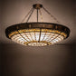 Meyda Lighting Fleur-de-Lite 38" 6-Light Antique Copper & Gold Metallic Semi-flush Mount Ceiling Light With Multi-Colored Shade Glass