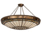 Meyda Lighting Fleur-de-Lite 38" 6-Light Antique Copper & Gold Metallic Semi-flush Mount Ceiling Light With Multi-Colored Shade Glass