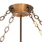 Meyda Lighting Fleur-de-Lite 38" 6-Light Antique Copper & Gold Metallic Semi-flush Mount Ceiling Light With Multi-Colored Shade Glass