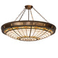 Meyda Lighting Fleur-de-Lite 38" 6-Light Antique Copper & Gold Metallic Semi-flush Mount Ceiling Light With Multi-Colored Shade Glass