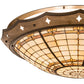 Meyda Lighting Fleur-de-Lite 42" 8-Light Mahogany Bronze Flush Mount Light With Beige & Brown Shade Glass