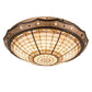 Meyda Lighting Fleur-de-Lite 42" 8-Light Mahogany Bronze Flush Mount Light With Beige & Brown Shade Glass