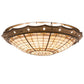 Meyda Lighting Fleur-de-Lite 42" 8-Light Mahogany Bronze Flush Mount Light With Beige & Brown Shade Glass