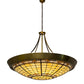 Meyda Lighting Fleur-de-Lite 54" 10-Light Transparent Brass Inverted Pendant Light With Multi-Colored Shade Glass