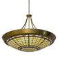 Meyda Lighting Fleur-de-Lite 54" 10-Light Transparent Brass Inverted Pendant Light With Multi-Colored Shade Glass