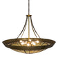 Meyda Lighting Fleur-de-Lite 54" 10-Light Transparent Brass Inverted Pendant Light With Multi-Colored Shade Glass
