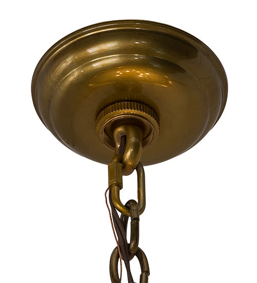 Meyda Lighting Fleur-de-Lite 54" 10-Light Transparent Brass Inverted Pendant Light With Multi-Colored Shade Glass