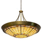 Meyda Lighting Fleur-de-Lite 54" 10-Light Transparent Brass Inverted Pendant Light With Multi-Colored Shade Glass