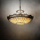 Meyda Lighting Fleur-de-Lite 57" 10-Light Antique Copper & Timeless Bronze Inverted Pendant Light With Multi-Colored Shade Glass