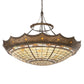 Meyda Lighting Fleur-de-Lite 57" 10-Light Antique Copper & Timeless Bronze Inverted Pendant Light With Multi-Colored Shade Glass