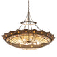 Meyda Lighting Fleur-de-Lite 57" 10-Light Antique Copper & Timeless Bronze Inverted Pendant Light With Multi-Colored Shade Glass