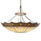 Meyda Lighting Fleur-de-Lite 57" 10-Light Antique Copper & Timeless Bronze Inverted Pendant Light With Multi-Colored Shade Glass