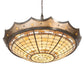 Meyda Lighting Fleur-de-Lite 57" 10-Light Antique Copper & Timeless Bronze Inverted Pendant Light With Multi-Colored Shade Glass